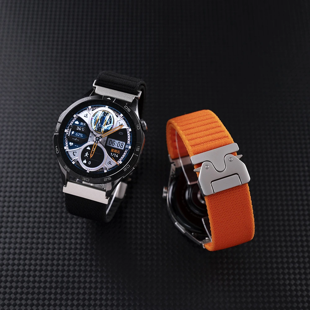 适用华为智能手表watch5/3pro机甲风GT6GT4尼龙编织GT2舒适表带潮