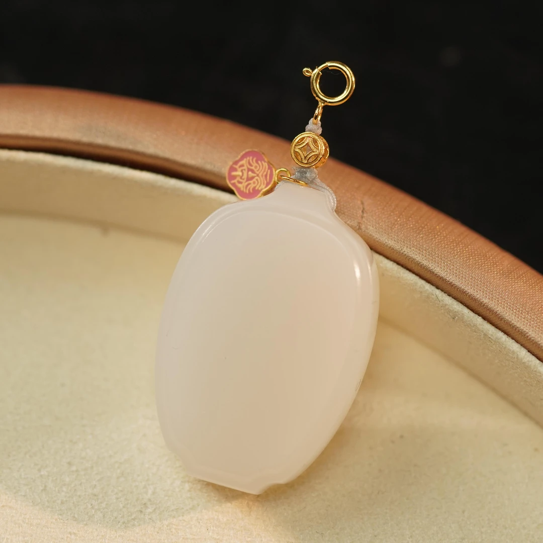 【之七珠宝】和田玉羊脂白玉平安如意瓶+18k金吊坠 卡35*24*8mm