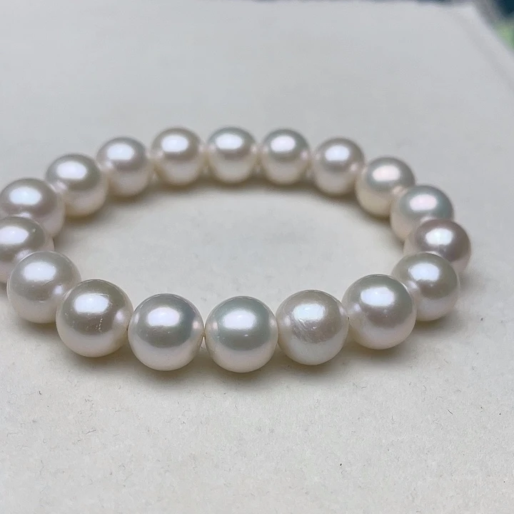 淡水珍珠银S925镶嵌颈饰卡10到11高品极光白炫澳绿炫彩