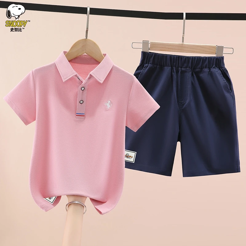 Snoopy/史努比儿童夏季套装2025新款男童polo衫短袖中大童帅气潮