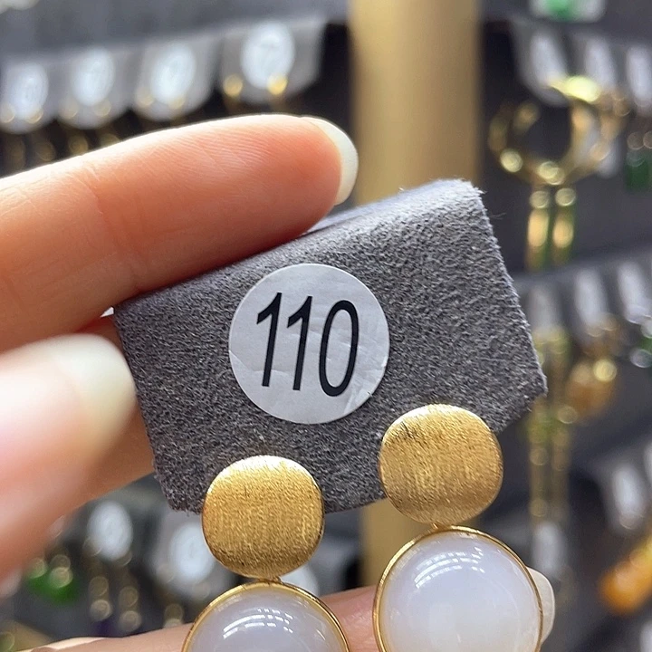 和田玉银S925镶嵌耳饰