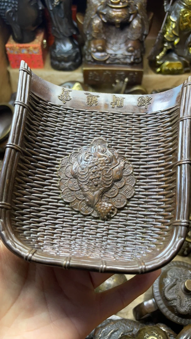 闪购链接，诚信经营铜簸箕摆件