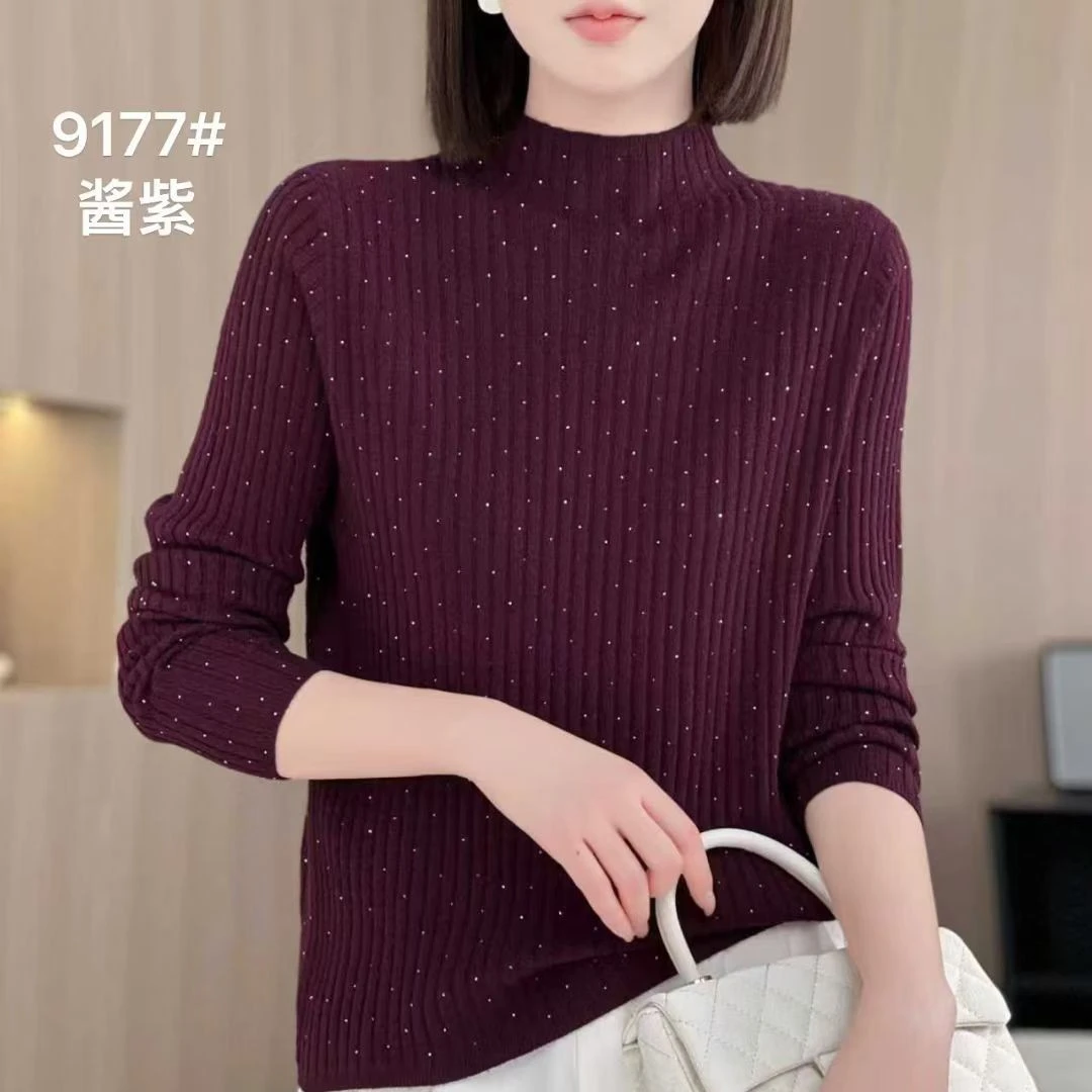 【佩佩家】烫钻超柔中领羊绒衫