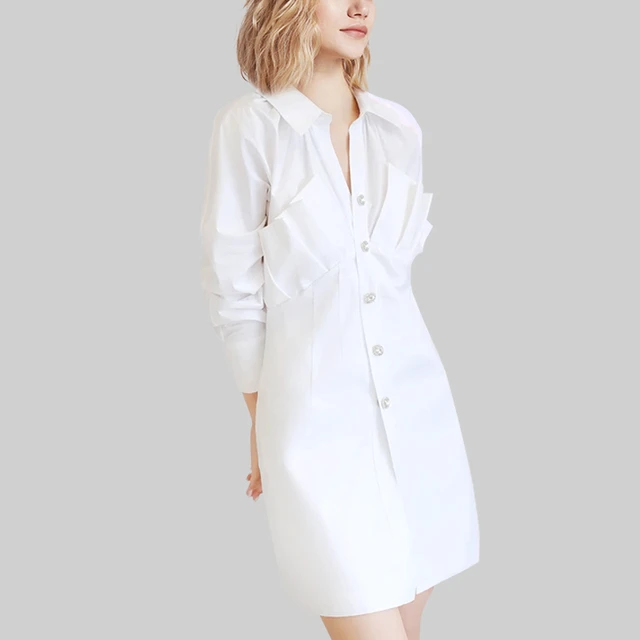 2025年春装新款初恋法式高级设计感白色衬衫连衣轻熟御姐短裙女潮