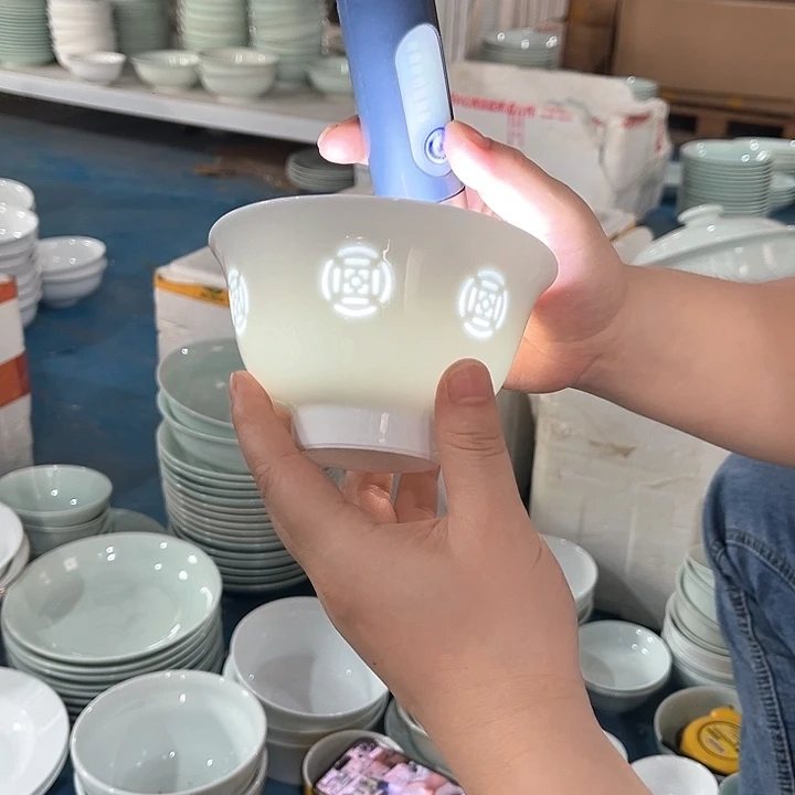 瓷片铜钱玲珑碗4.75寸，六个，