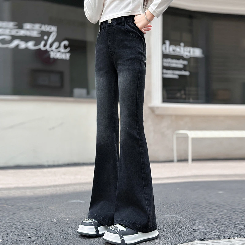 女童牛仔裤春秋2025新款儿童喇叭裤休闲裤子韩版中大童长裤6-12岁