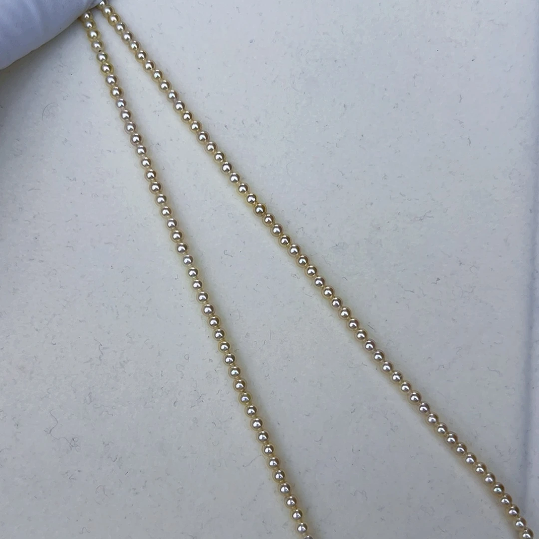 海水珍珠海水akoya羽皇金满珠链3-4mm未镶嵌