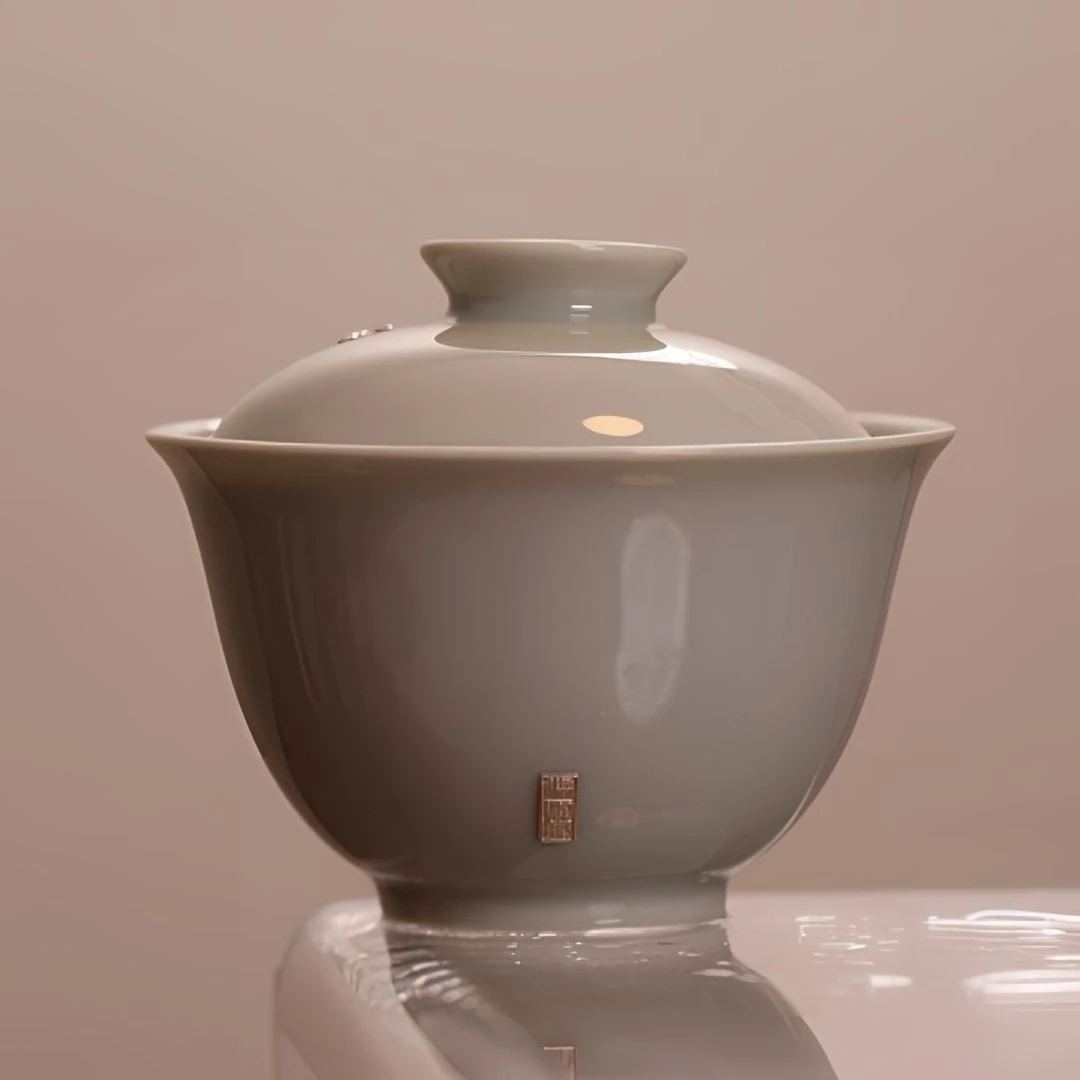 【停雲】银标系列素白胎盖碗微不合缝汝窑