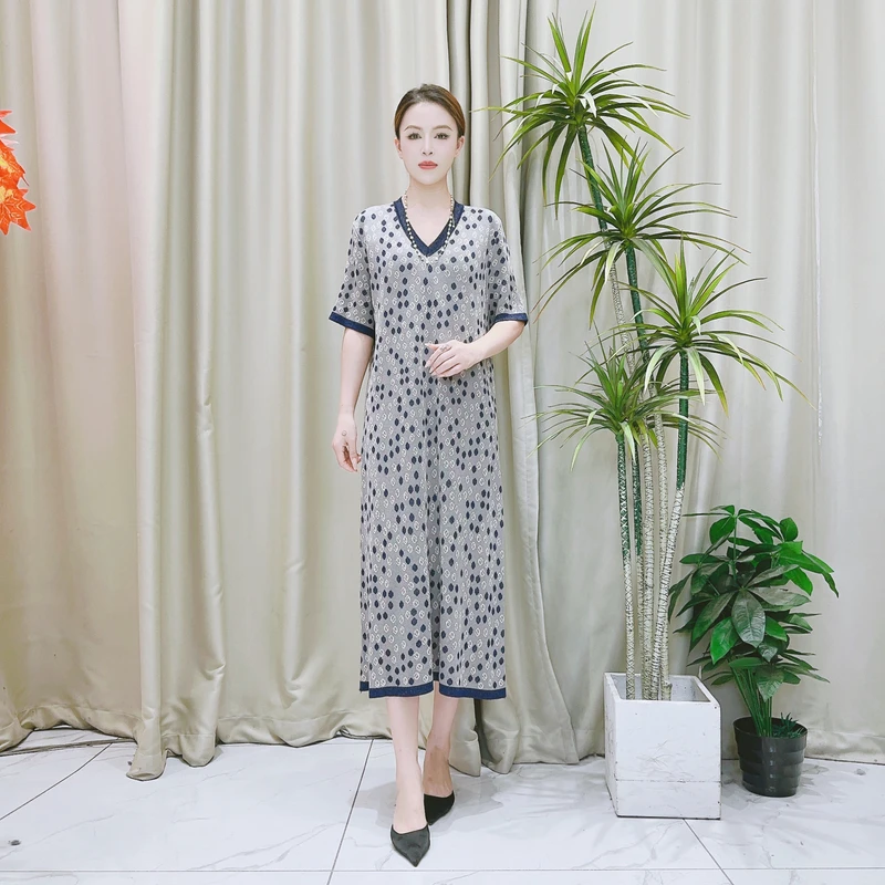 9590斑驳色圈针织连衣裙显瘦设计师优雅时尚轻奢气质夏季