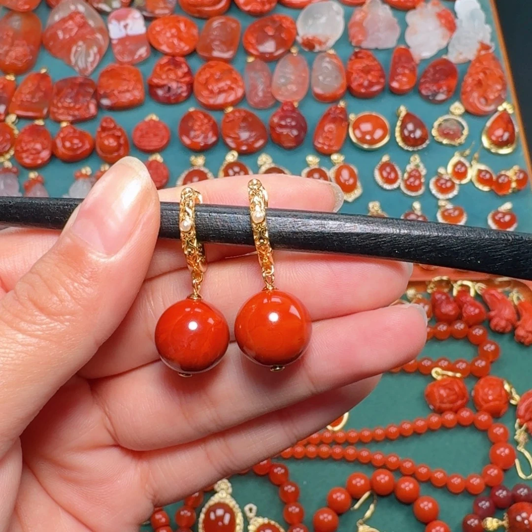 南红玛瑙南红 13+银S925镶嵌