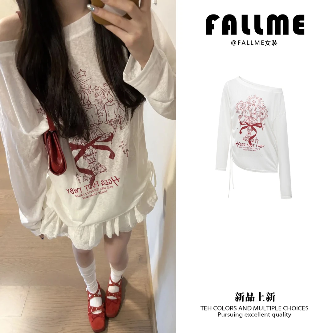 FALLME露肩慵懒风夏季穿搭防晒罩衫新款斜肩薄款宽松显瘦早秋上衣