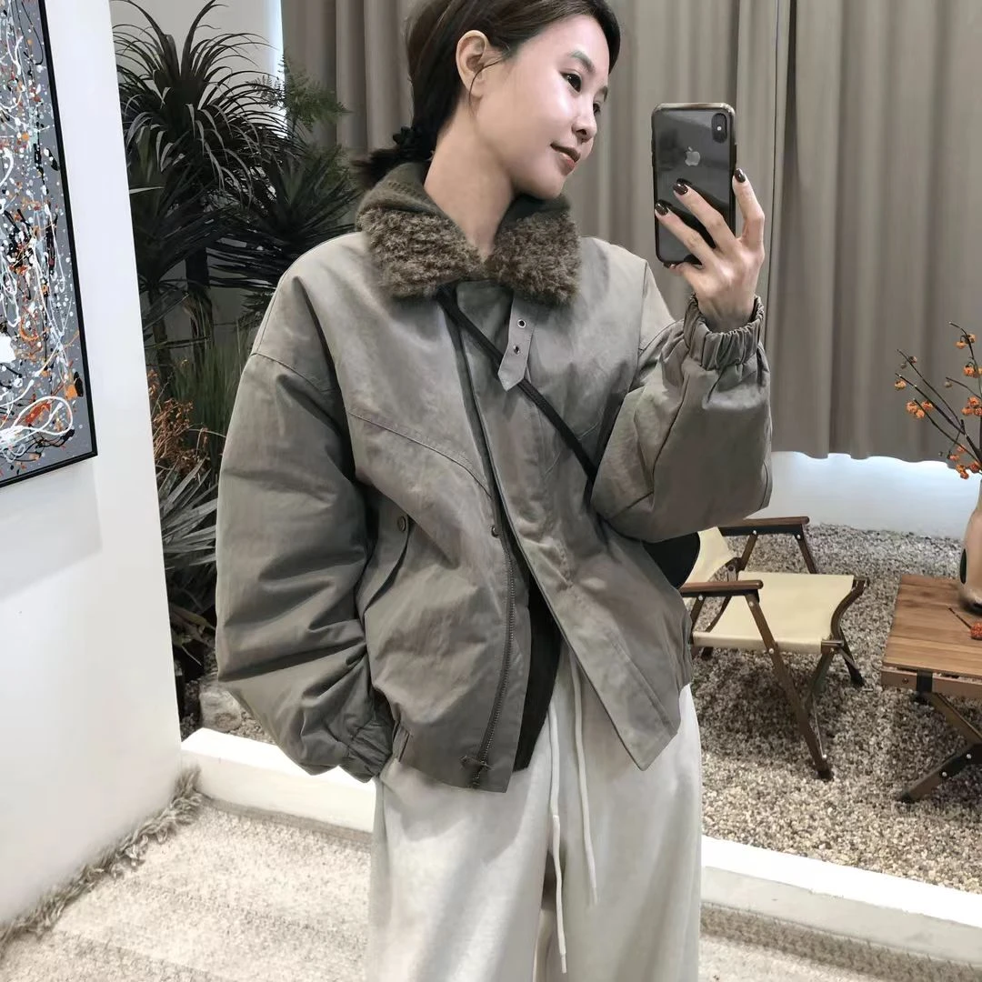 2025年秋冬新款韩系复古双拉链时尚套装女百搭宽松慵懒风三件套