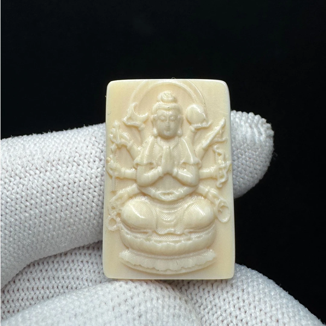 DK667天然猛犸牙雕刻牌20*19.2*8.2支持鉴定假一罚四