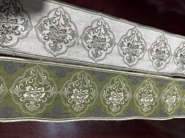 高档折边仿棉麻绣花窗帘花边汉服织带包边拼接diy面纹刺绣辅料