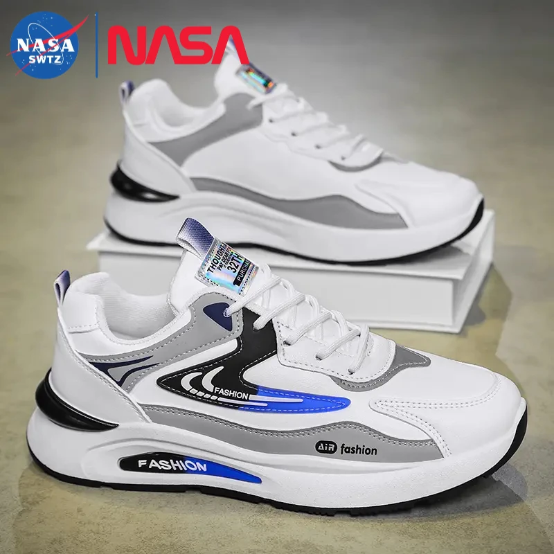 NASA联名男鞋秋季轻便跑步鞋时尚潮流百搭皮面运动鞋学生跑步鞋子