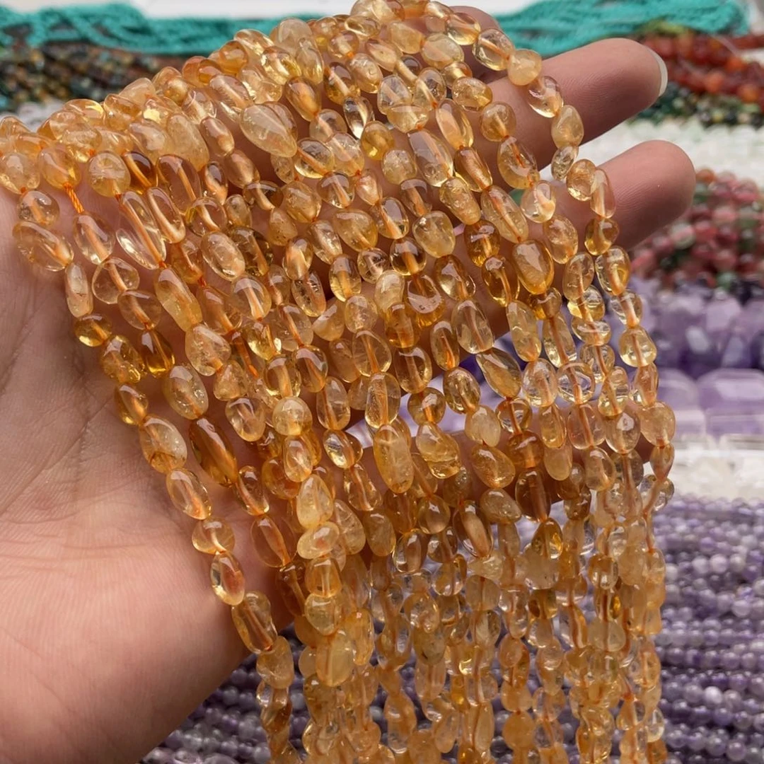 玛瑙/玉髓未镶嵌珠宝半成品一条装6～8mm黄水随行珠