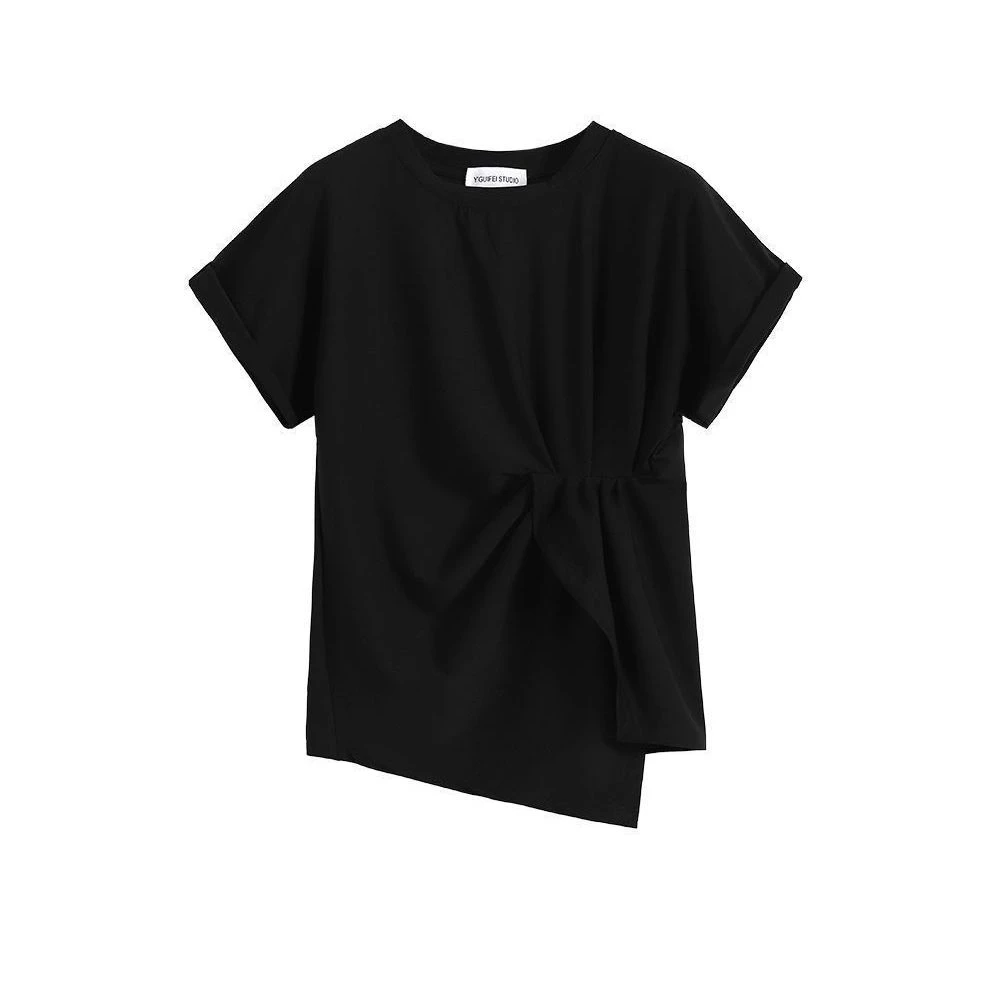 胖mm大码女装夏季新款辣妹圆领短袖t恤设计感小众别致时尚上衣服