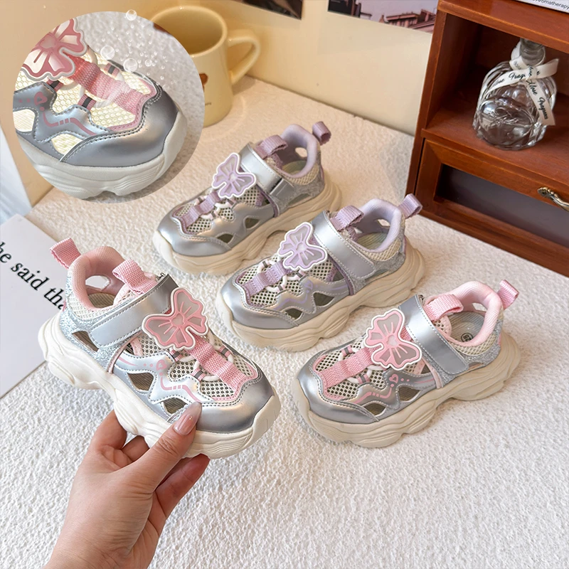 女童框子鞋运动凉鞋2025夏季新款3-6岁儿童小女孩镂空网面老爹鞋