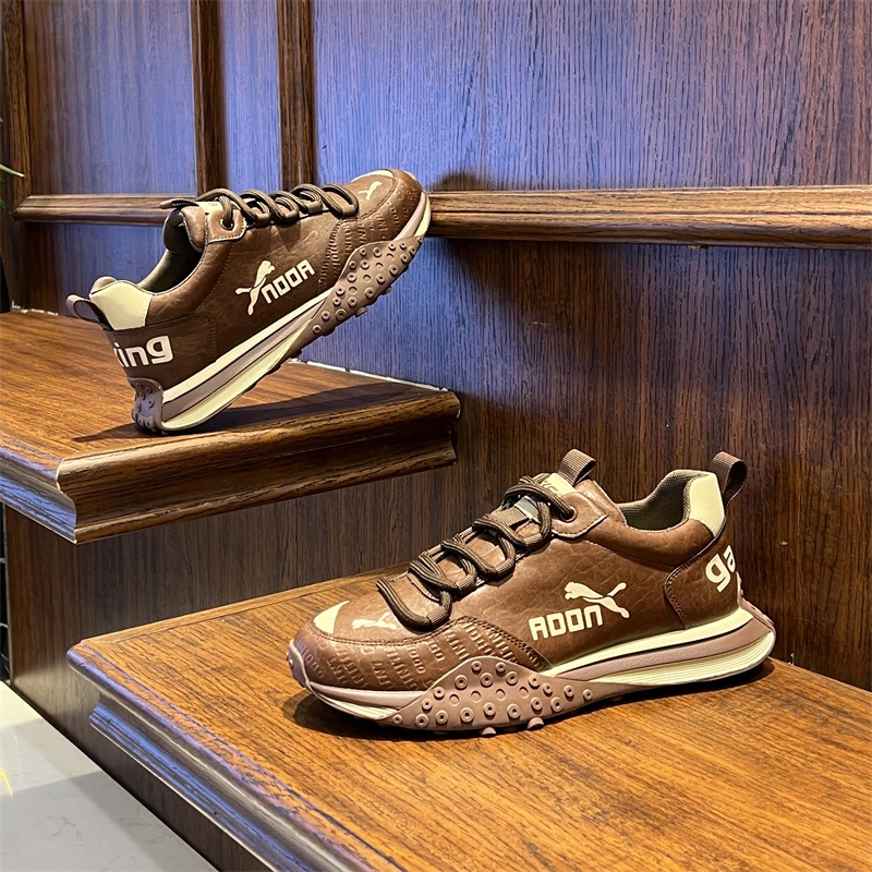 男鞋2025秋冬新款厚底增高运动休闲鞋潮流时尚低帮皮面透气阿甘鞋