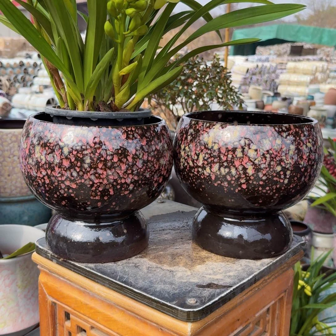 紫砂摆件口19高19（两个紫球