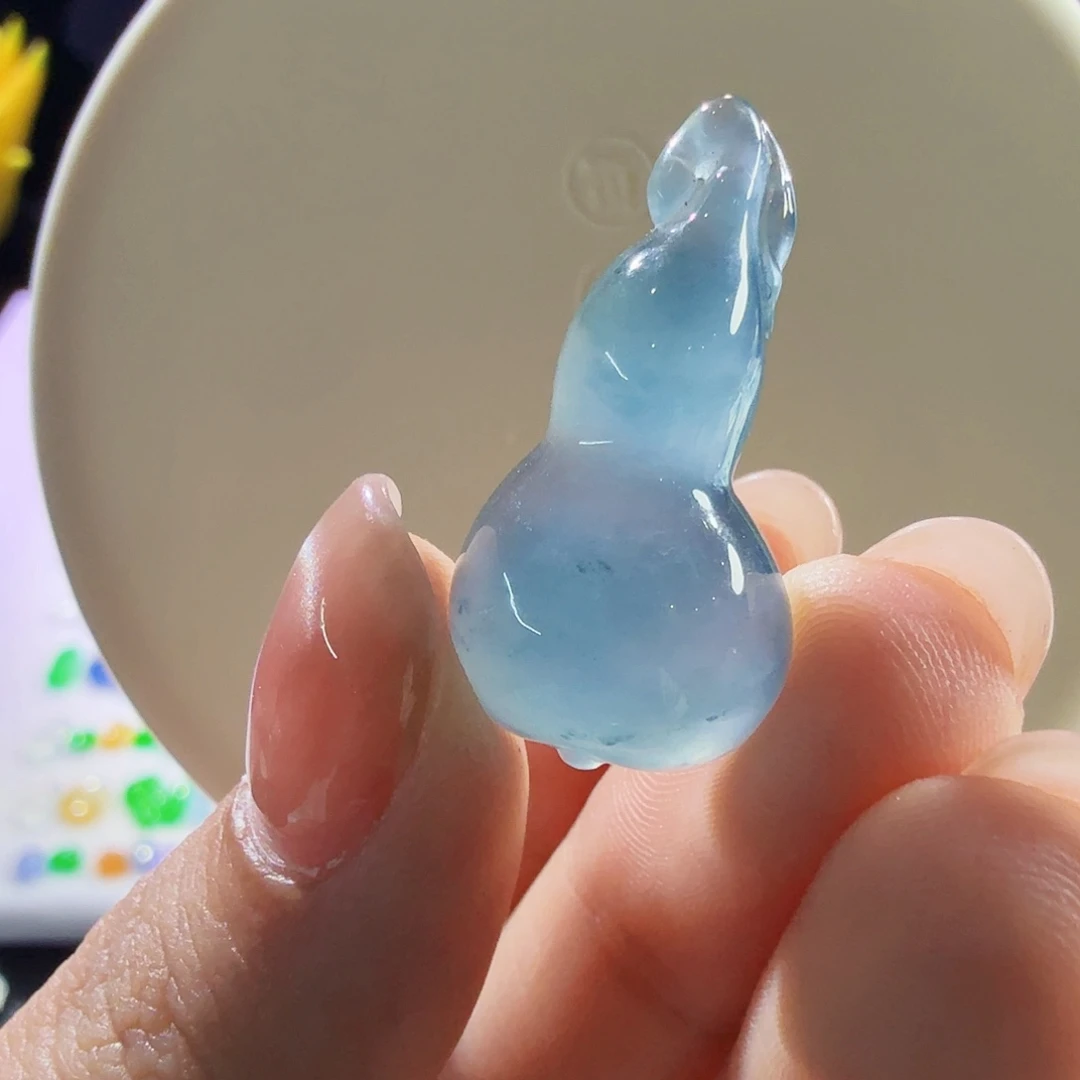翡翠未镶嵌颈饰超美纯蓝葫芦