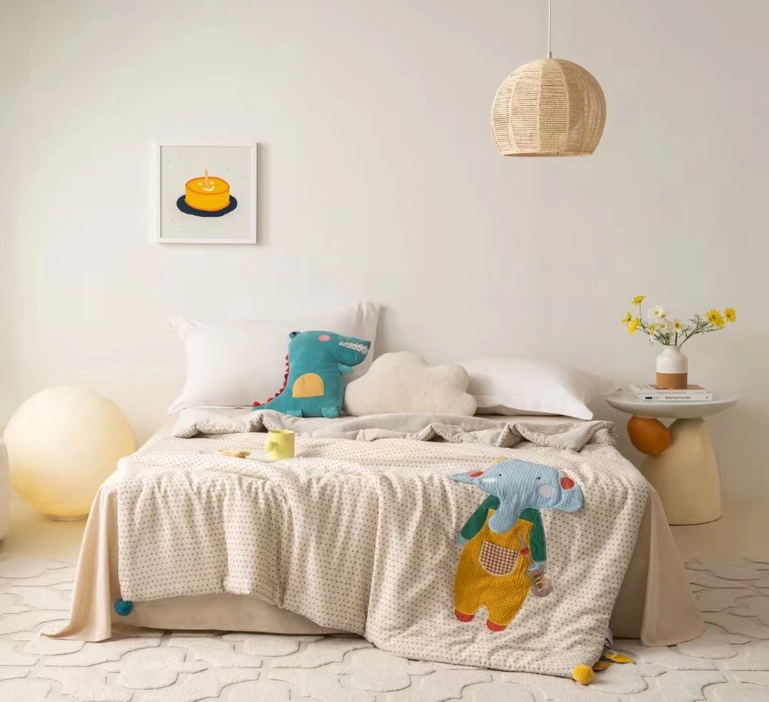 49099  3.5斤 棉纱贴布绣秋冬单人被，尺寸150×200cm