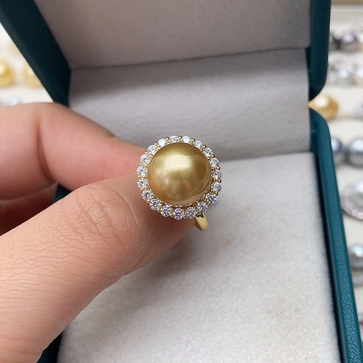 戒指银S925镶嵌海水珍珠