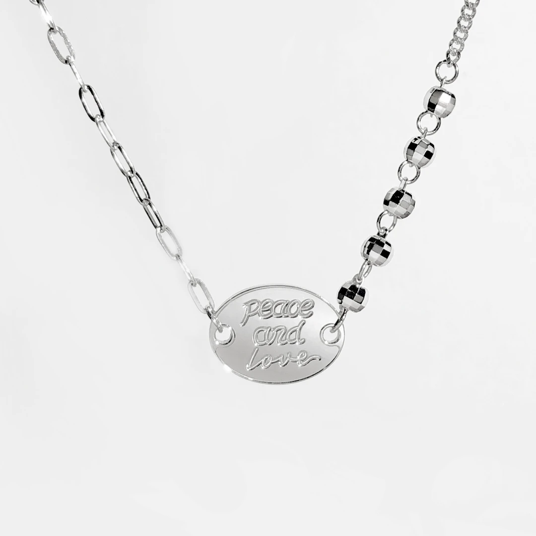 Pt950铂金蹦迪珠字母牌项链时尚套链AB链ins风铂金女士项链百搭