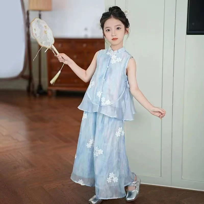 【兰亭序蓝】2015年夏季女童新款连衣裙时尚洋气裙子修身版型