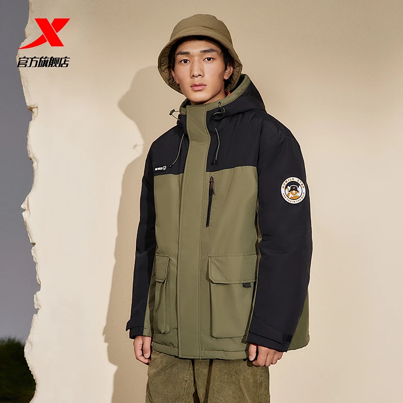 XTEP/特步户外防风保暖连帽羽绒服男装冬季新款男子休闲运动外套