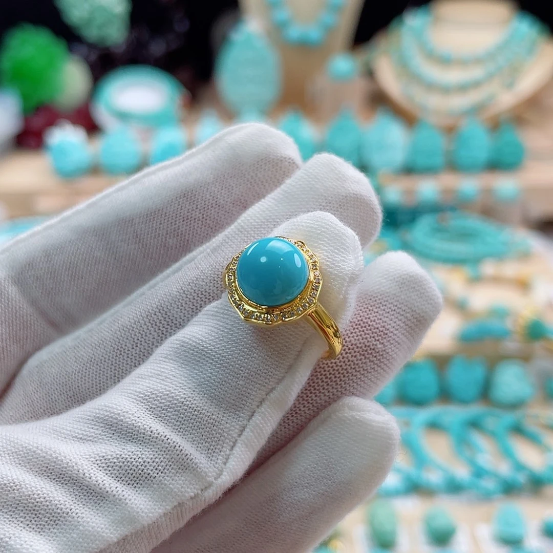 绿松石18K金镶嵌珠宝奇石