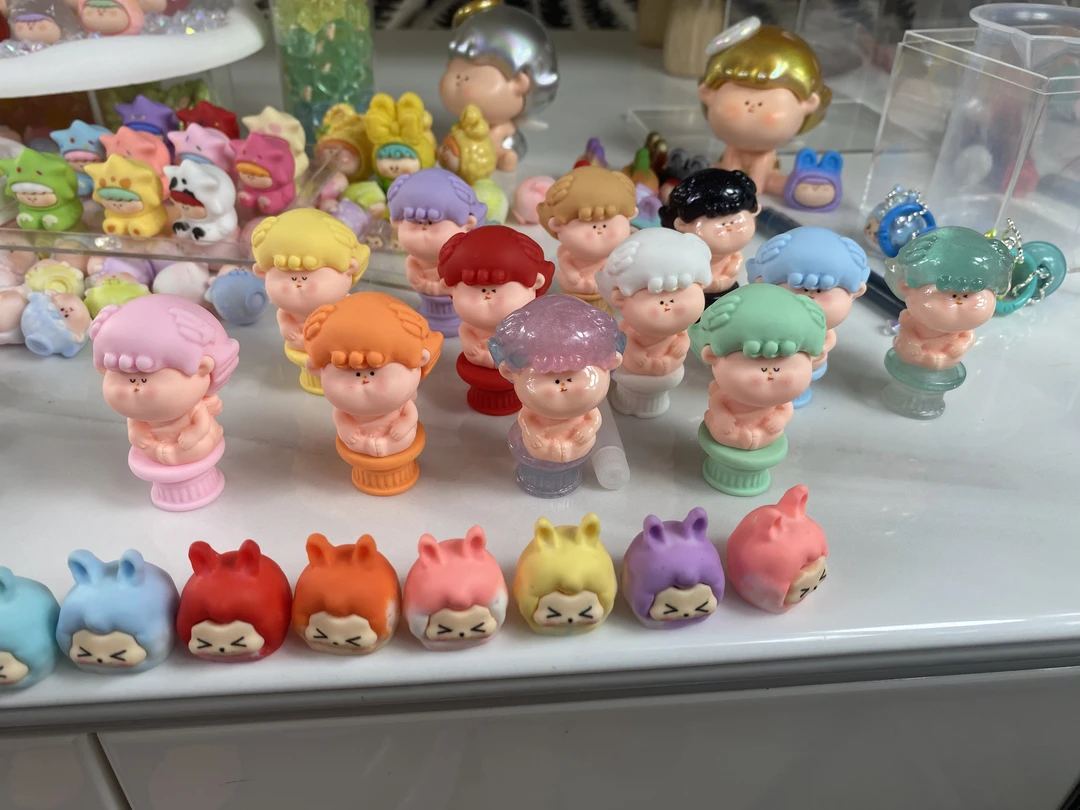 阿七diy 手感漆+光面立柱中号天使 高5.3cm diy树脂萌粒摆件