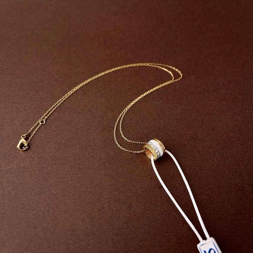 95新 Boucheron/宝诗龙 白陶瓷镶钻项链/链长42cm/7558
