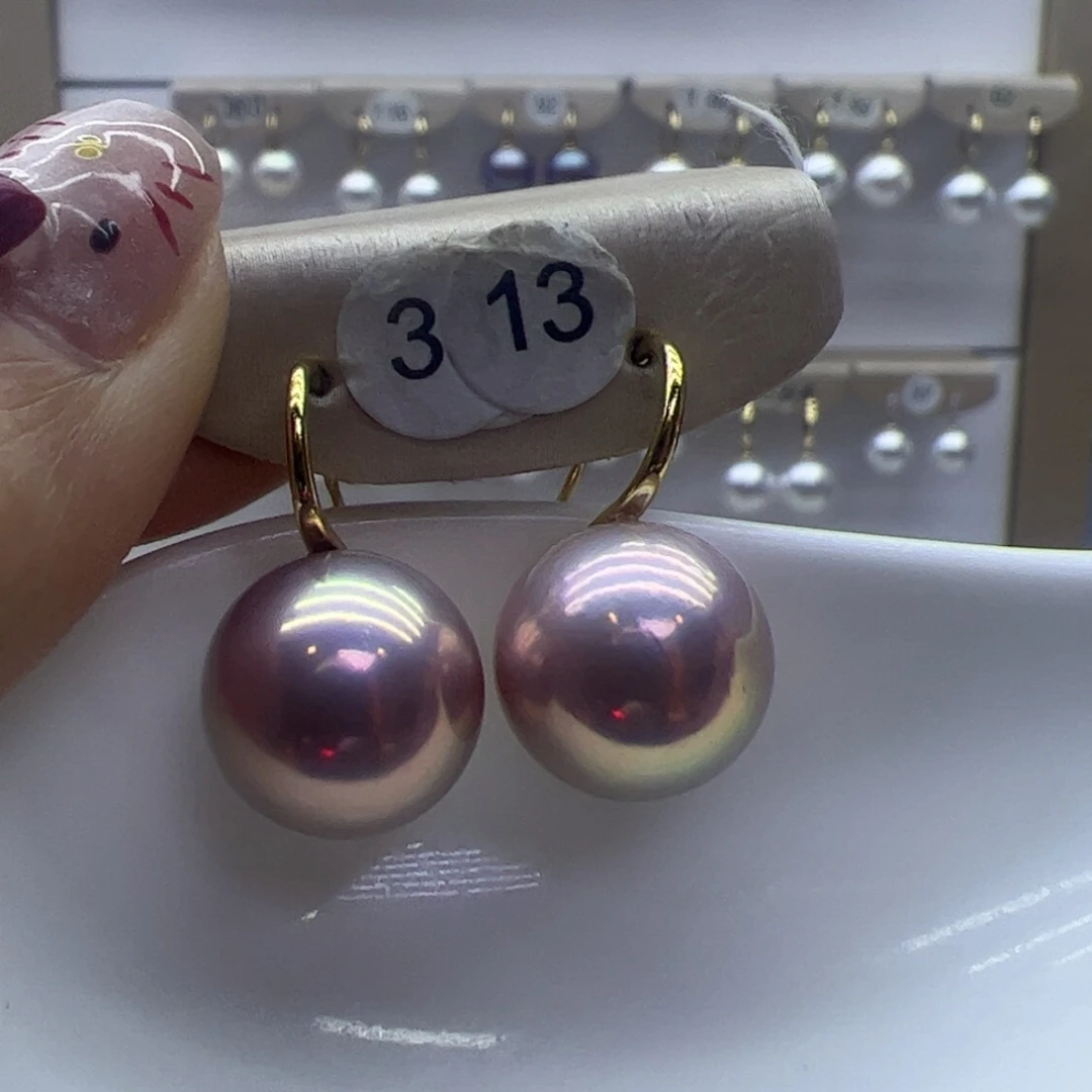 淡水珍珠耳饰18K金镶嵌
