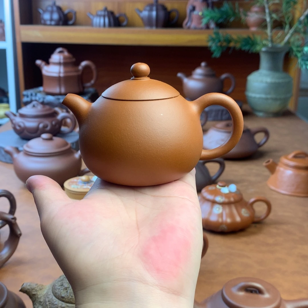 紫砂茶壶豆蔻西施容量150原矿红泥