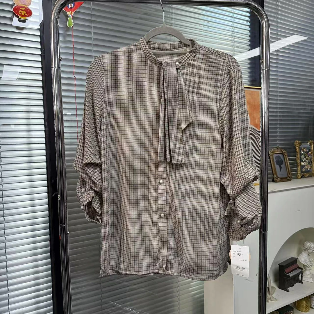 【外贸精品】6092 复古文艺格纹领带可拆卸 衬衫