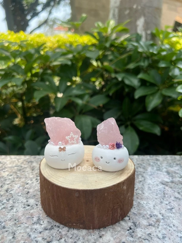 水晶豆丁「招花花的粉晶」创意可爱网红生日礼物手工治愈系桌面
