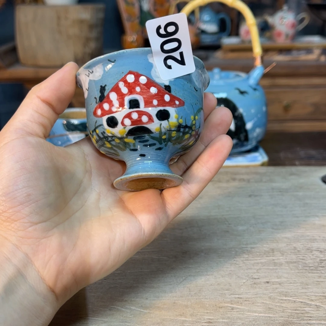 壶素浅陶瓷手工手绘
