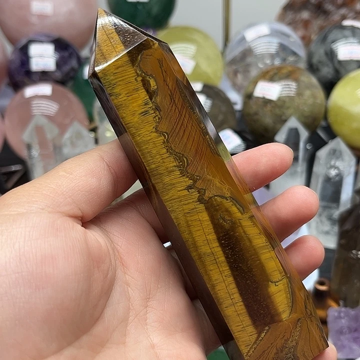 未镶嵌珠宝半成品水晶296克黄虎晶柱