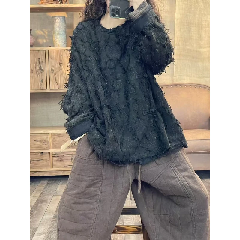 6458棉麻外套复古百搭秋冬新款