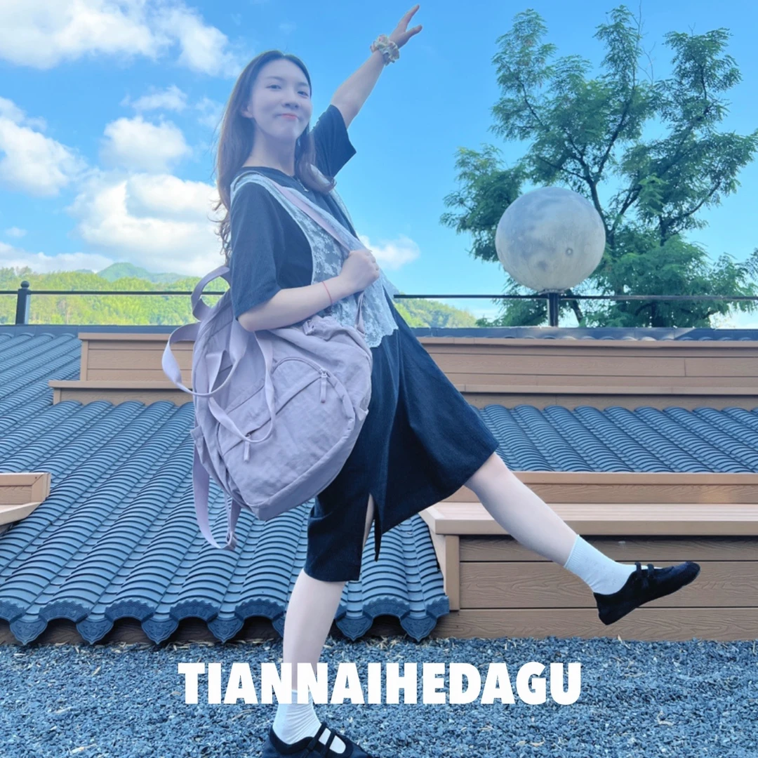 雾霾紫文艺大双肩包单肩包 时尚休闲百搭学院风双肩背