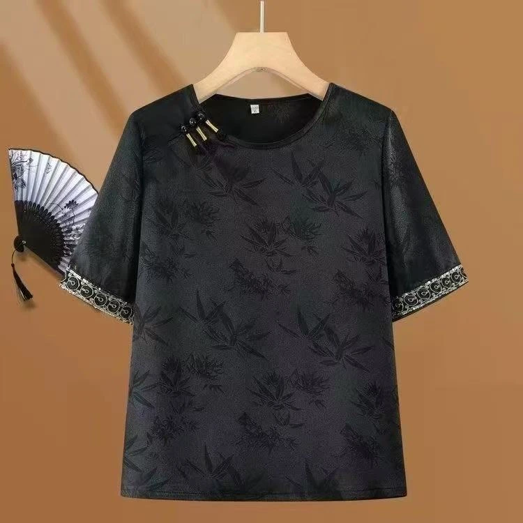 墨竹雅韵】新中式暗纹提花短袖T恤禅意夏季中国风绣花气质复古半袖