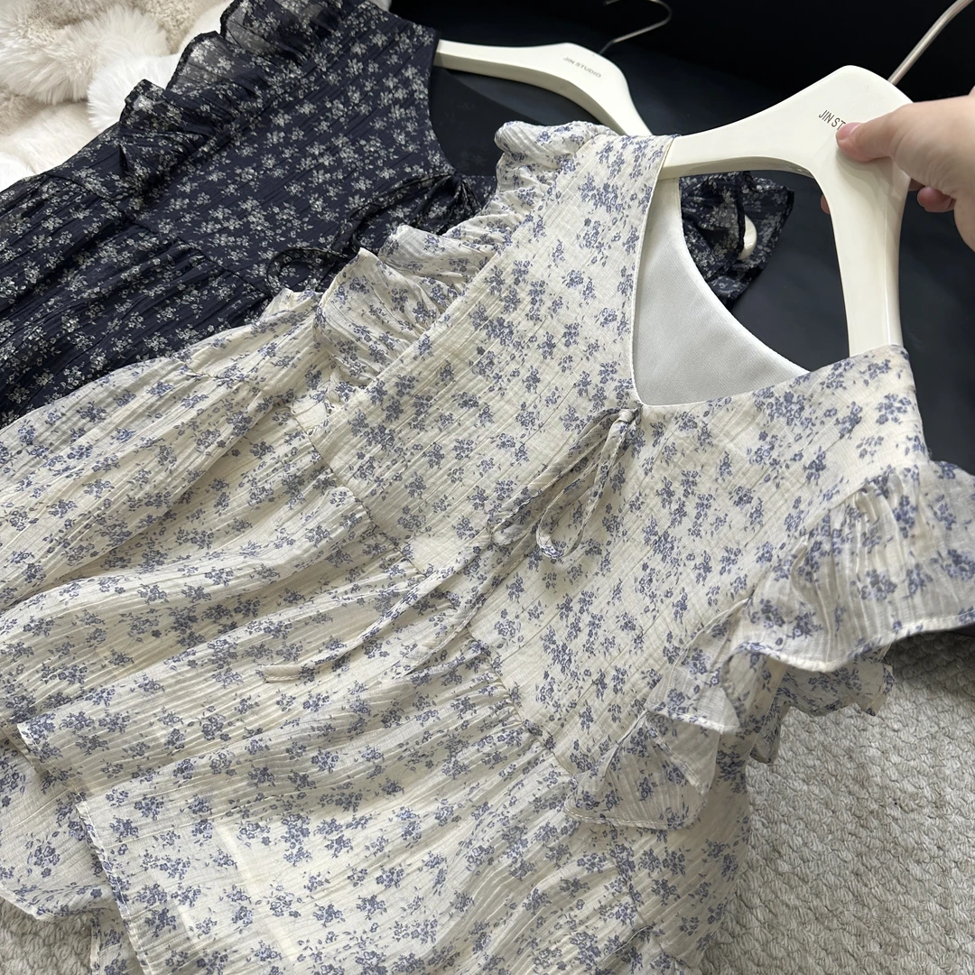 【锦衣鹊羽】碎花清凉夏季小飞袖上衣