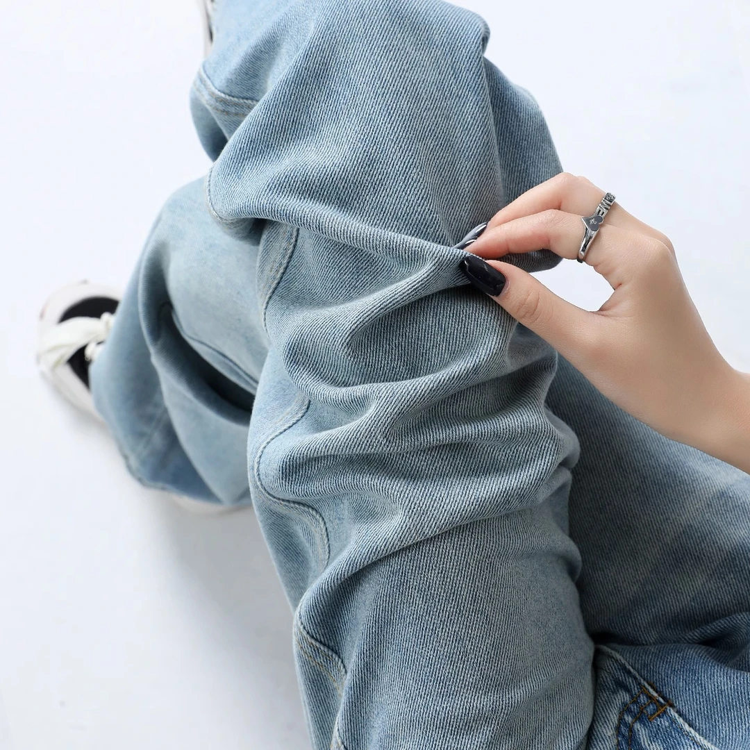 天丝牛仔裤女夏薄款2025新款宽松阔腿小个子高腰窄版拖地直筒裤子