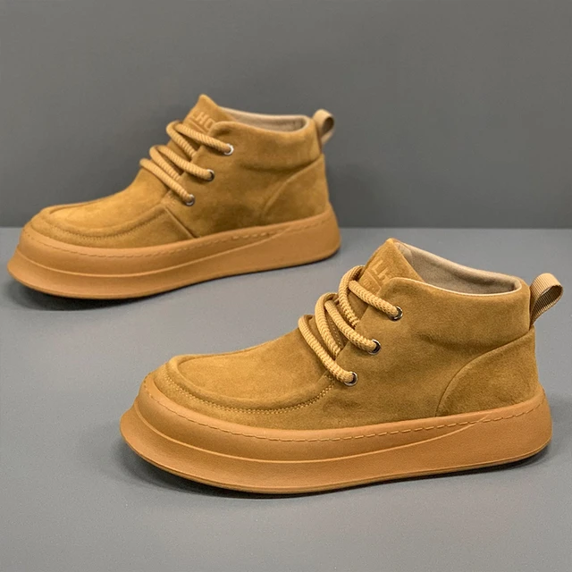 男鞋2025新款冬季加绒保暖棉鞋翻毛真皮高帮休闲皮鞋防滑鞋子