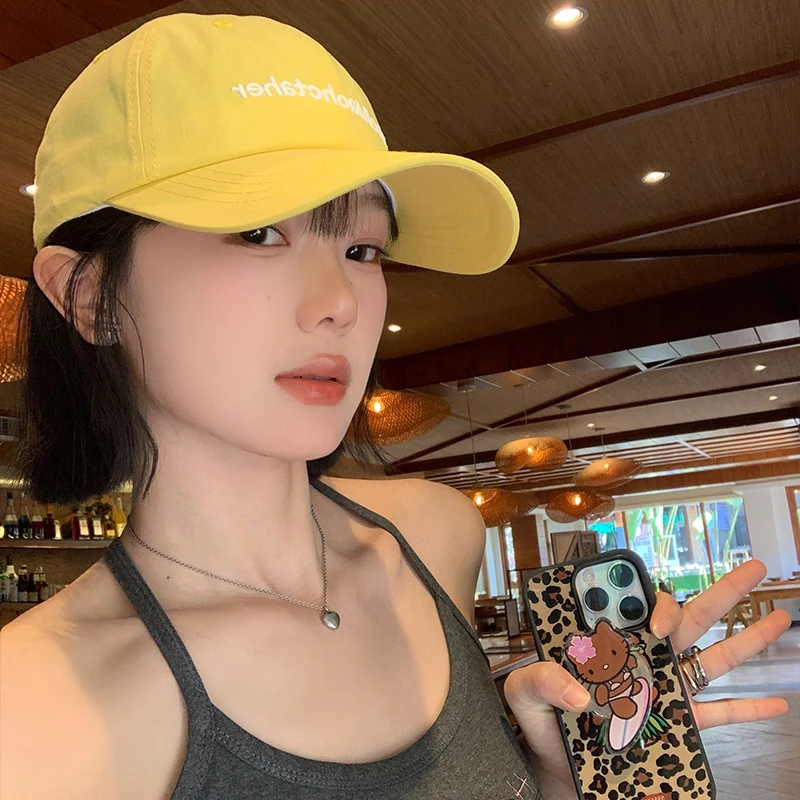 韩版黄色大帽檐鸭舌帽子女2025年春新款大头围百搭加大加深棒球帽