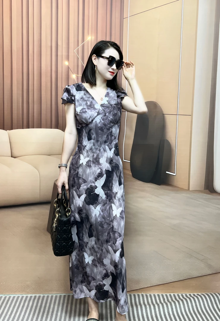 【二姐高定】 真丝 蝶影悦动 连衣裙 2025新品 春夏显瘦25C059