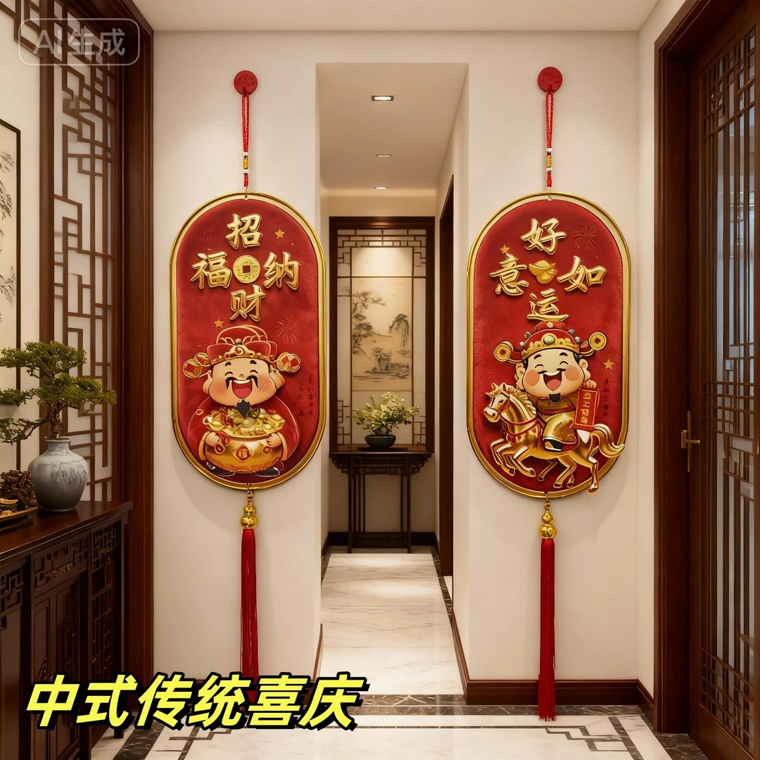 福字挂饰好运如意春节过年客厅背景墙喜庆氛围布置纳福装饰挂件