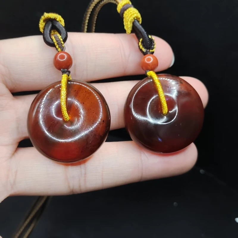 康康严选】紫罗兰琥珀平安扣吊坠赠绳子D15【多样性发其一】约27-9mm