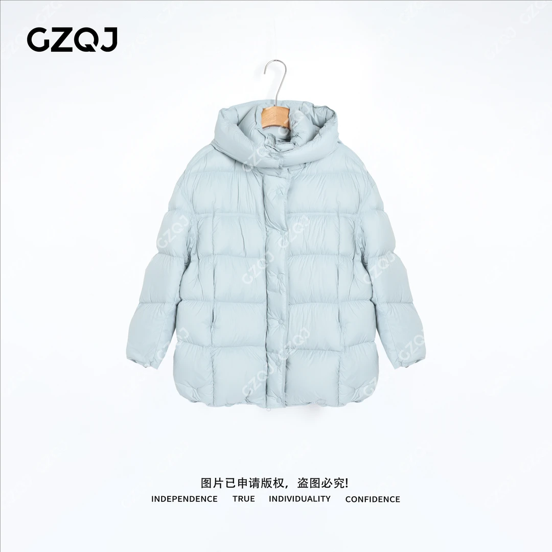 老琴私服【冰川序曲】95白鸭绒可拆卸帽子拉链羽绒服外套女冬 0893